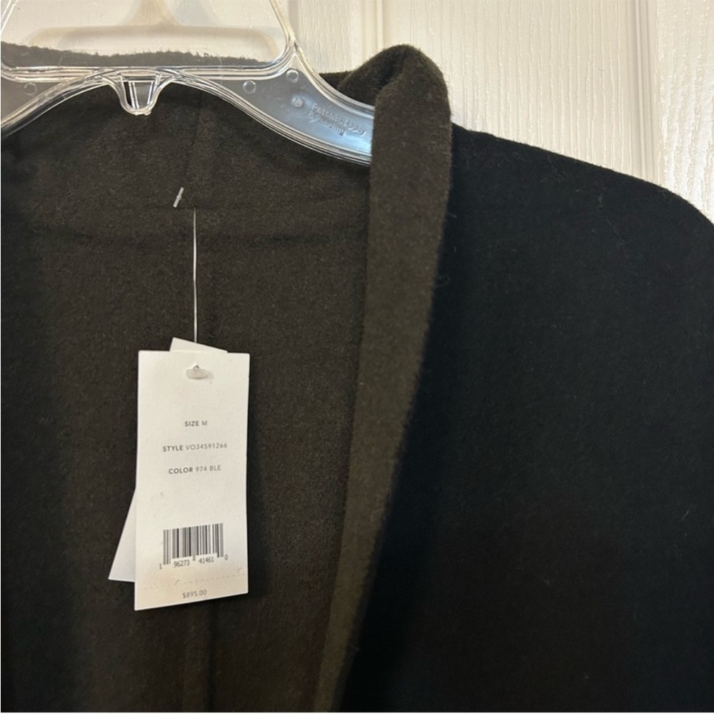 Vince Reversible Collarless Wool Blend Coat in Black/Eden Green Size M - Picture 8 of 9